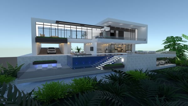 Outdoor luxury villa designed with Planner 5D software designed with Planner 5D 