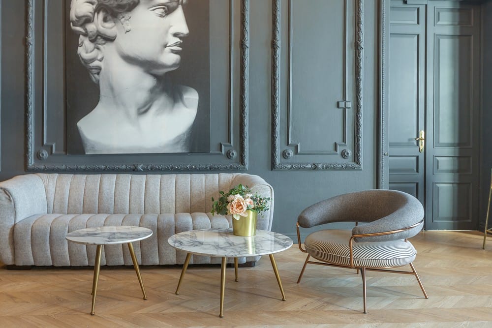 Mix dark colors with modern and antique elements