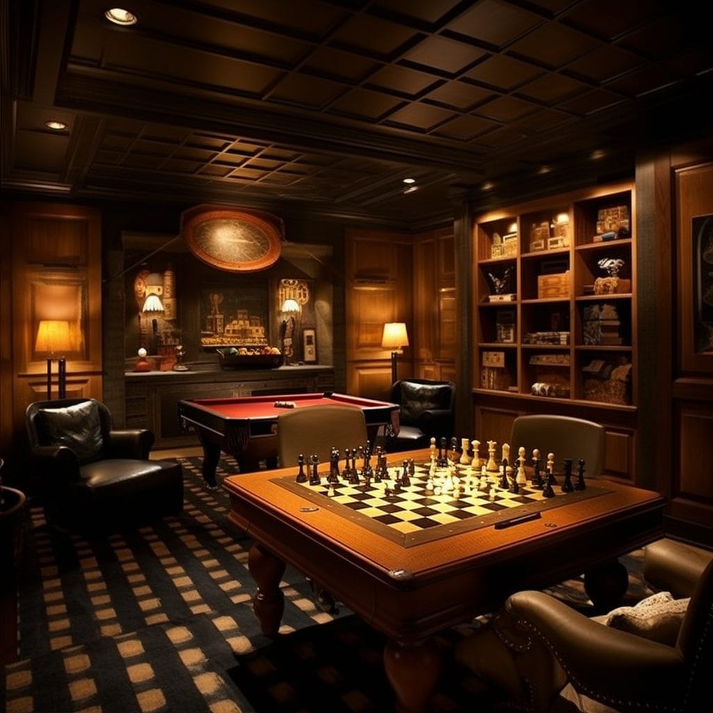 game room with chess table top