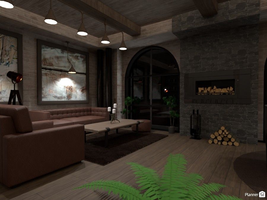 Living area in industrial design style Planner 5D