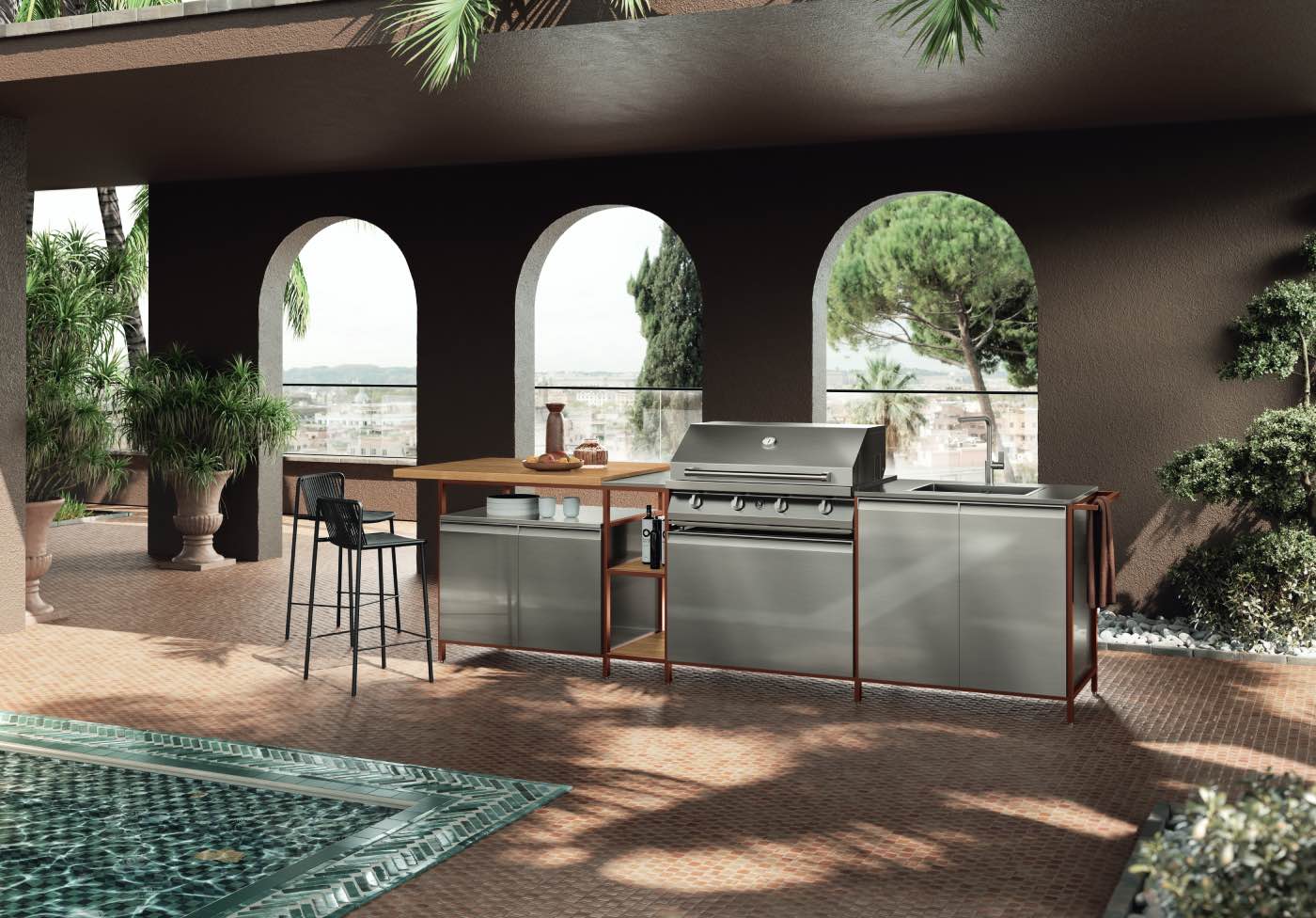 outdoor kitchen, barbecue, grill for the garden