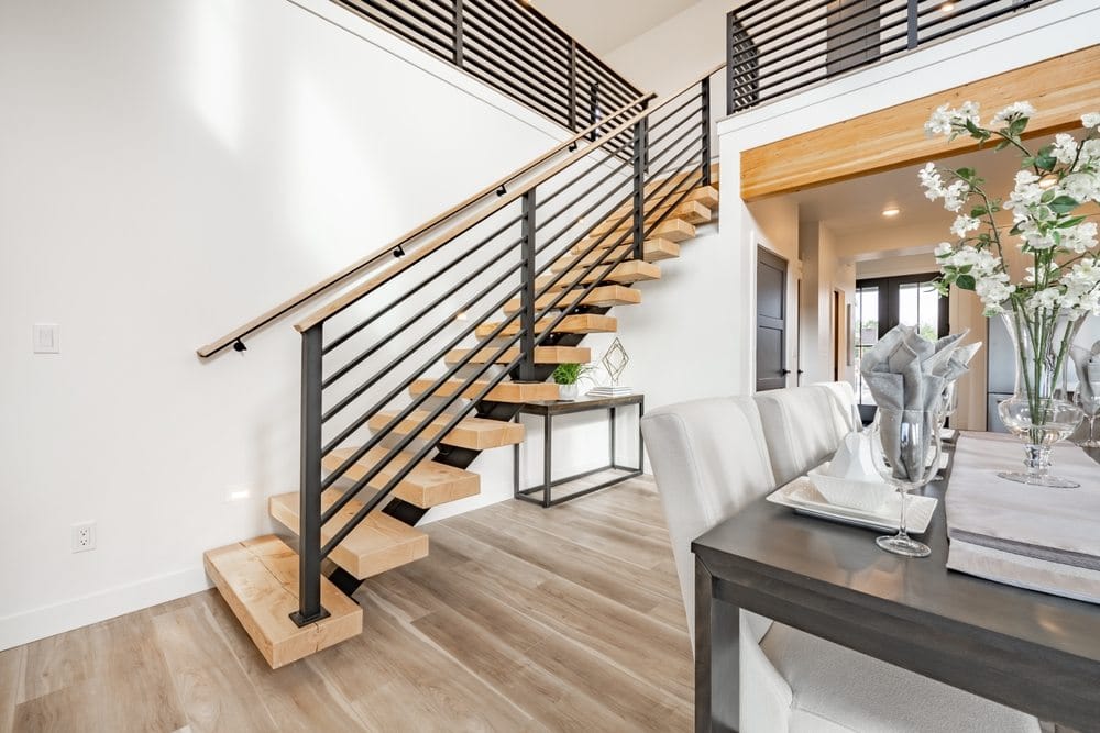 floating wooden staircase