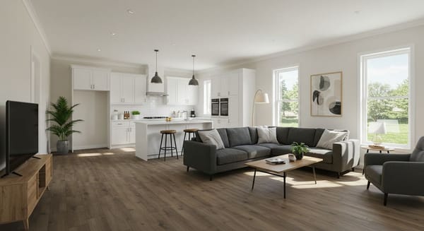 Imagem gerada por IA de sala com piso vinílico