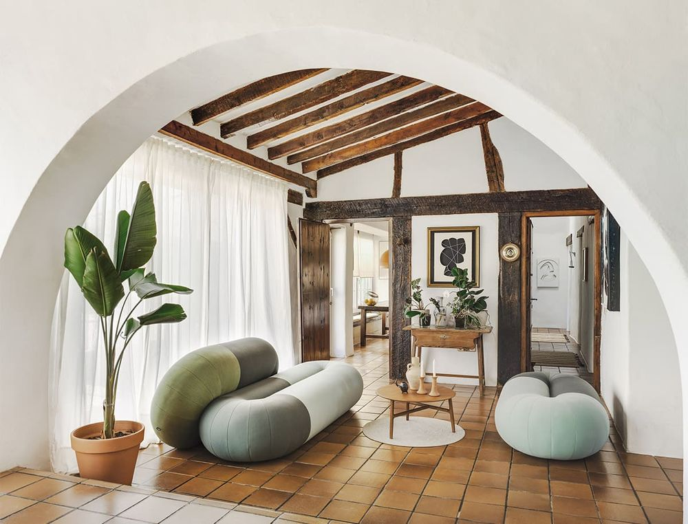 rustic living room with designer sofas by sancal