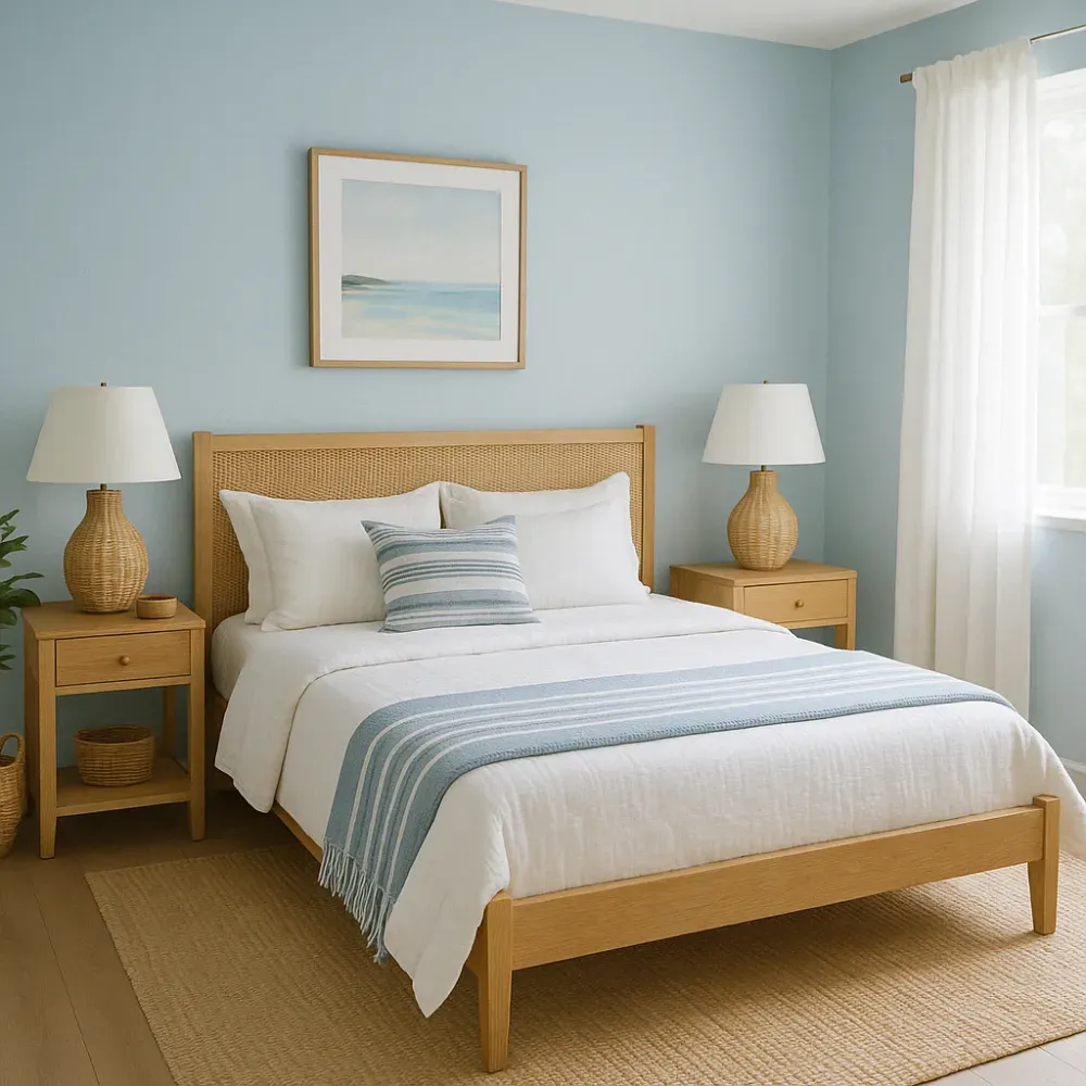 white and blue decor