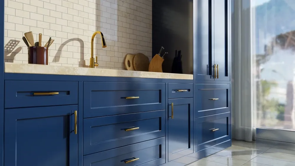 Navy Blue Kitchen Cabinets with Shaker Door Style