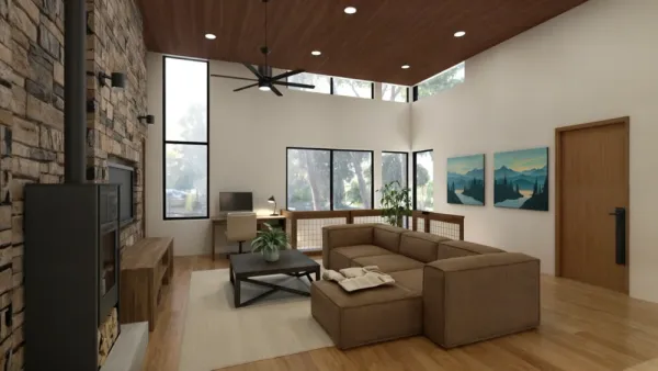 modern living room desinged with virtual staging software