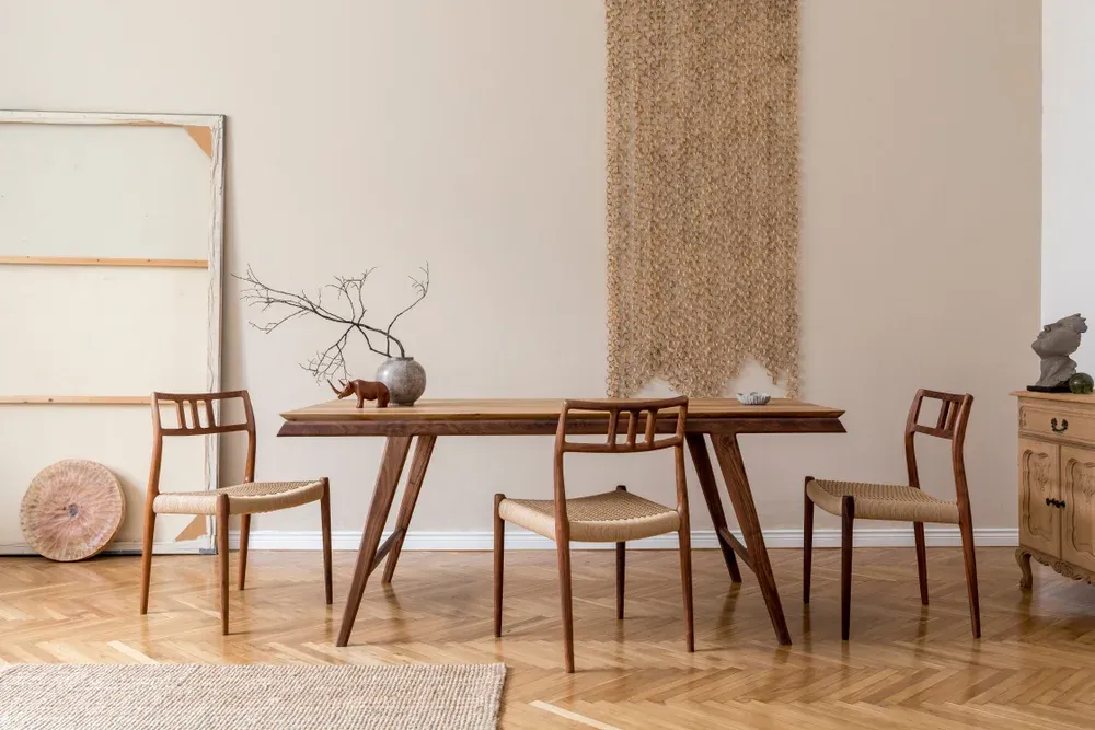 dining table and furniture made from wood